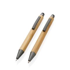 Vue Set de stylos en bambou dans un coffret de couleur marron| Krokrodeal