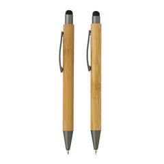 Vue Set de stylos en bambou dans un coffret de couleur marron| Krokrodeal