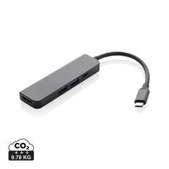 Vue Hub avec entrée HDMI en aluminium recyclé Terra RCS de couleur gris| Krokrodeal