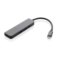 Vue Hub avec entrée HDMI en aluminium recyclé Terra RCS de couleur gris| Krokrodeal