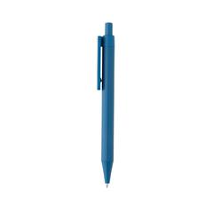 Vue Stylo en ABS recyclé GRS avec clip en bambou de couleur bleu| Krokrodeal