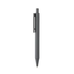 Vue Stylo en ABS recyclé GRS avec clip en bambou de couleur gris| Krokrodeal
