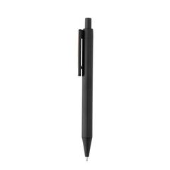 Vue Stylo en ABS recyclé GRS avec clip en bambou de couleur noir| Krokrodeal