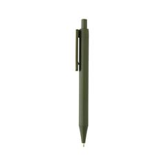 Vue Stylo en ABS recyclé GRS avec clip en bambou de couleur vert| Krokrodeal