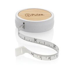 Vue Mètre ruban de tailleur en plastique recyclé RCS et bambou de couleur blanc| Krokrodeal