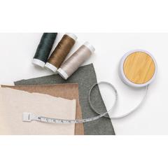 Vue Mètre ruban de tailleur en plastique recyclé RCS et bambou de couleur blanc| Krokrodeal