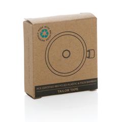 Vue Mètre ruban de tailleur en plastique recyclé RCS et bambou de couleur blanc| Krokrodeal
