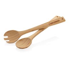 Vue Couverts à salade 2 pcs en bambou Ukiyo de couleur marron| Krokrodeal