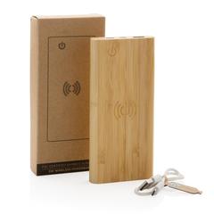 Vue Powerbank 8000 mAh avec induction 5W en bambou de couleur marron| Krokrodeal