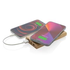 Vue Powerbank 8000 mAh avec induction 5W en bambou de couleur marron| Krokrodeal