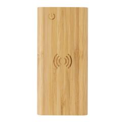 Vue Powerbank 8000 mAh avec induction 5W en bambou de couleur marron| Krokrodeal