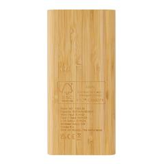 Vue Powerbank 8000 mAh avec induction 5W en bambou de couleur marron| Krokrodeal
