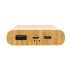 Vue Powerbank 8000 mAh avec induction 5W en bambou de couleur marron| Krokrodeal