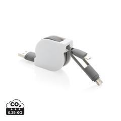 Vue Câble rétractable 3 en 1 de couleur blanc| Krokrodeal