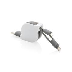 Vue Câble rétractable 3 en 1 de couleur blanc| Krokrodeal