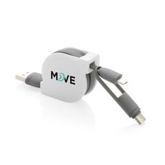 Vue Câble rétractable 3 en 1 de couleur blanc| Krokrodeal