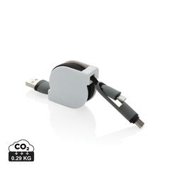 Vue Câble rétractable 3 en 1 de couleur noir| Krokrodeal