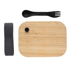 Vue Boîte repas en verre avec couvercle en bambou de couleur translucide| Krokrodeal