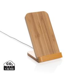 Support téléphone à induction 5W en bambou FSC publicitaire pas cher