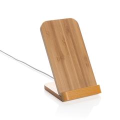 Vue Support téléphone à induction 5W en bambou FSC de couleur marron| Krokrodeal