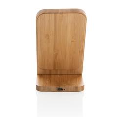 Vue Support téléphone à induction 5W en bambou FSC de couleur marron| Krokrodeal