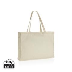 Vue Sac shopping en coton recyclée 145 gr Impact AWARE™ de couleur blanc| Krokrodeal
