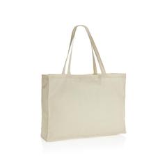 Vue Sac shopping en coton recyclée 145 gr Impact AWARE™ de couleur blanc| Krokrodeal
