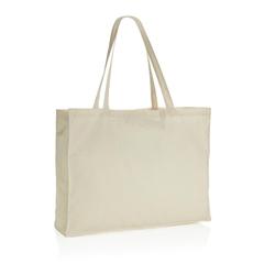 Vue Sac shopping en coton recyclée 145 gr Impact AWARE™ de couleur blanc| Krokrodeal