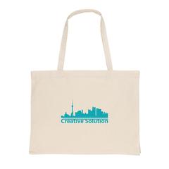 Vue Sac shopping en coton recyclée 145 gr Impact AWARE™ de couleur blanc| Krokrodeal