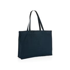 Vue Sac shopping en coton recyclée 145 gr Impact AWARE™ de couleur bleu| Krokrodeal