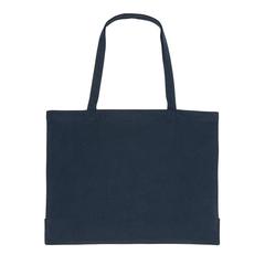Vue Sac shopping en coton recyclée 145 gr Impact AWARE™ de couleur bleu| Krokrodeal