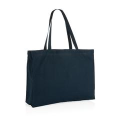 Vue Sac shopping en coton recyclée 145 gr Impact AWARE™ de couleur bleu| Krokrodeal