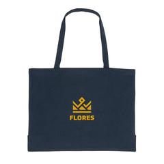 Vue Sac shopping en coton recyclée 145 gr Impact AWARE™ de couleur bleu| Krokrodeal
