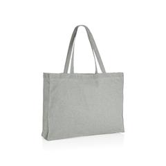 Vue Sac shopping en coton recyclée 145 gr Impact AWARE™ de couleur gris| Krokrodeal