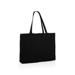Vue Sac shopping en coton recyclée 145 gr Impact AWARE™ de couleur noir| Krokrodeal
