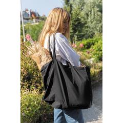 Vue Sac shopping en coton recyclée 145 gr Impact AWARE™ de couleur noir| Krokrodeal