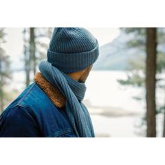 Vue Écharpe tricotée 180x25cm Impact AWARE™ Polylana® de couleur bleu| Krokrodeal