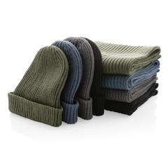 Vue Écharpe tricotée 180x25cm Impact AWARE™ Polylana® de couleur bleu| Krokrodeal