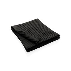 Vue Écharpe tricotée 180x25cm Impact AWARE™ Polylana® de couleur noir| Krokrodeal