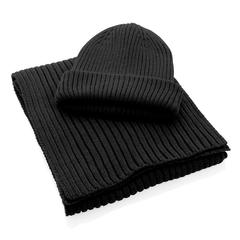 Vue Écharpe tricotée 180x25cm Impact AWARE™ Polylana® de couleur noir| Krokrodeal