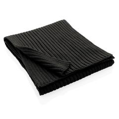 Vue Écharpe tricotée 180x25cm Impact AWARE™ Polylana® de couleur noir| Krokrodeal