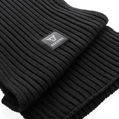 Vue Écharpe tricotée 180x25cm Impact AWARE™ Polylana® de couleur noir| Krokrodeal