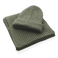 Vue Écharpe tricotée 180x25cm Impact AWARE™ Polylana® de couleur vert| Krokrodeal