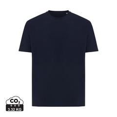 Vue T-shirt coupe boxy en coton recyclé Iqoniq Teide de couleur bleu| Krokrodeal