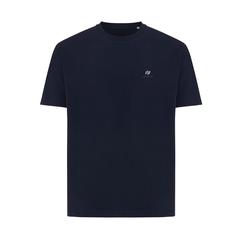 Vue T-shirt coupe boxy en coton recyclé Iqoniq Teide de couleur bleu| Krokrodeal