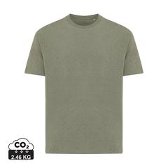 Vue T-shirt coupe boxy en coton recyclé Iqoniq Teide de couleur vert| Krokrodeal