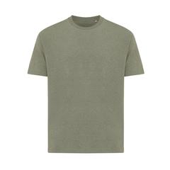 Vue T-shirt coupe boxy en coton recyclé Iqoniq Teide de couleur vert| Krokrodeal