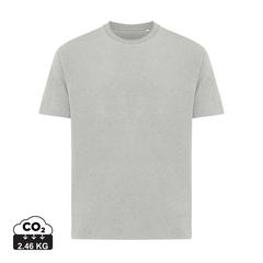 Vue T-shirt coupe boxy en coton recyclé Iqoniq Teide de couleur gris| Krokrodeal