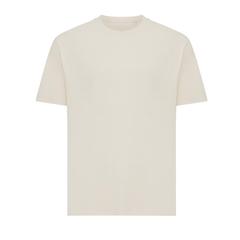 Vue T-shirt coupe boxy en coton recyclé Iqoniq Teide de couleur beige| Krokrodeal