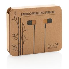 Vue Ecouteurs sans fil en bambou de couleur marron| Krokrodeal